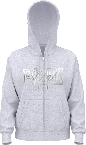 Victoria’s Secret PINK Ivy Fleece Campus Full-Zip Hoodie Rhinestone Gray Limited Edition New