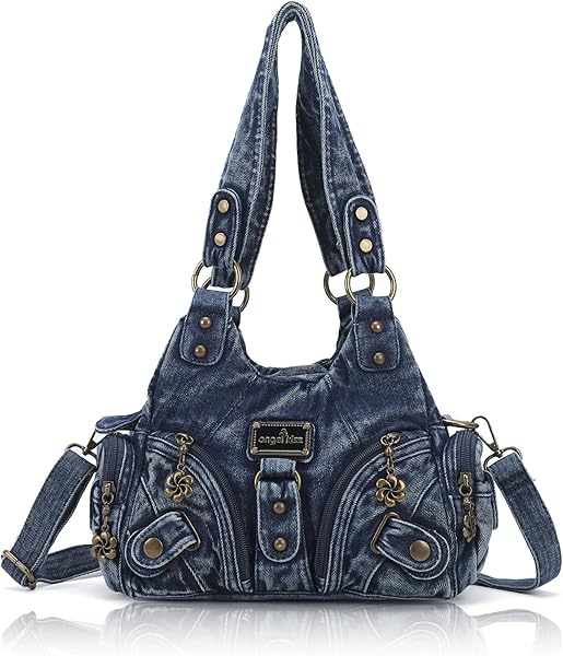 Angel Kiss Purses for Women Small Hobo Shoulder Bags Vagen Leather Multi-Pocket Tote Bag with Zipper